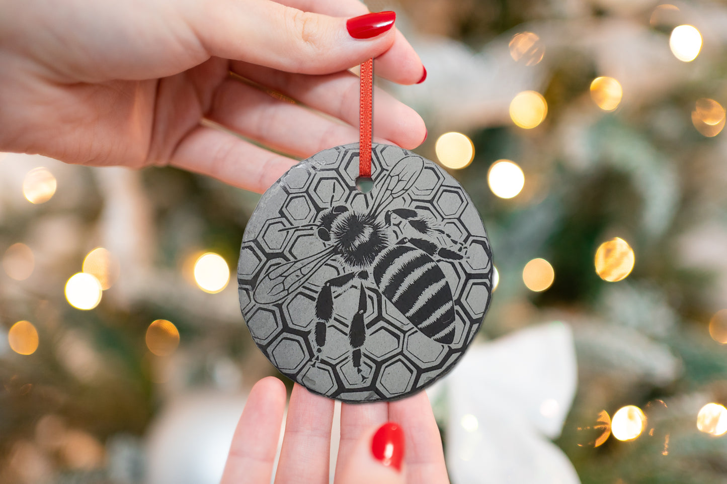 Honeybee Ornament | 3" Beekeeper Ornament | Personalized Apiary Christmas Slate Gift Custom Honeybee Ornament | Apiarists Bee Farmer