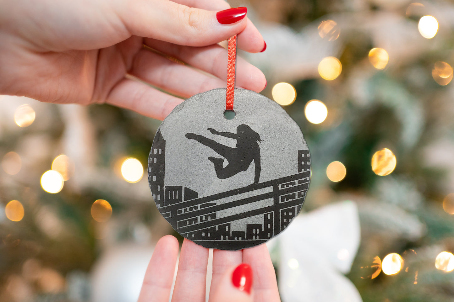 Parkour Ornament | 3" Custom Male Freerunner Ornament | Personalized Christmas Slate Ornament Freerunning Gift tag