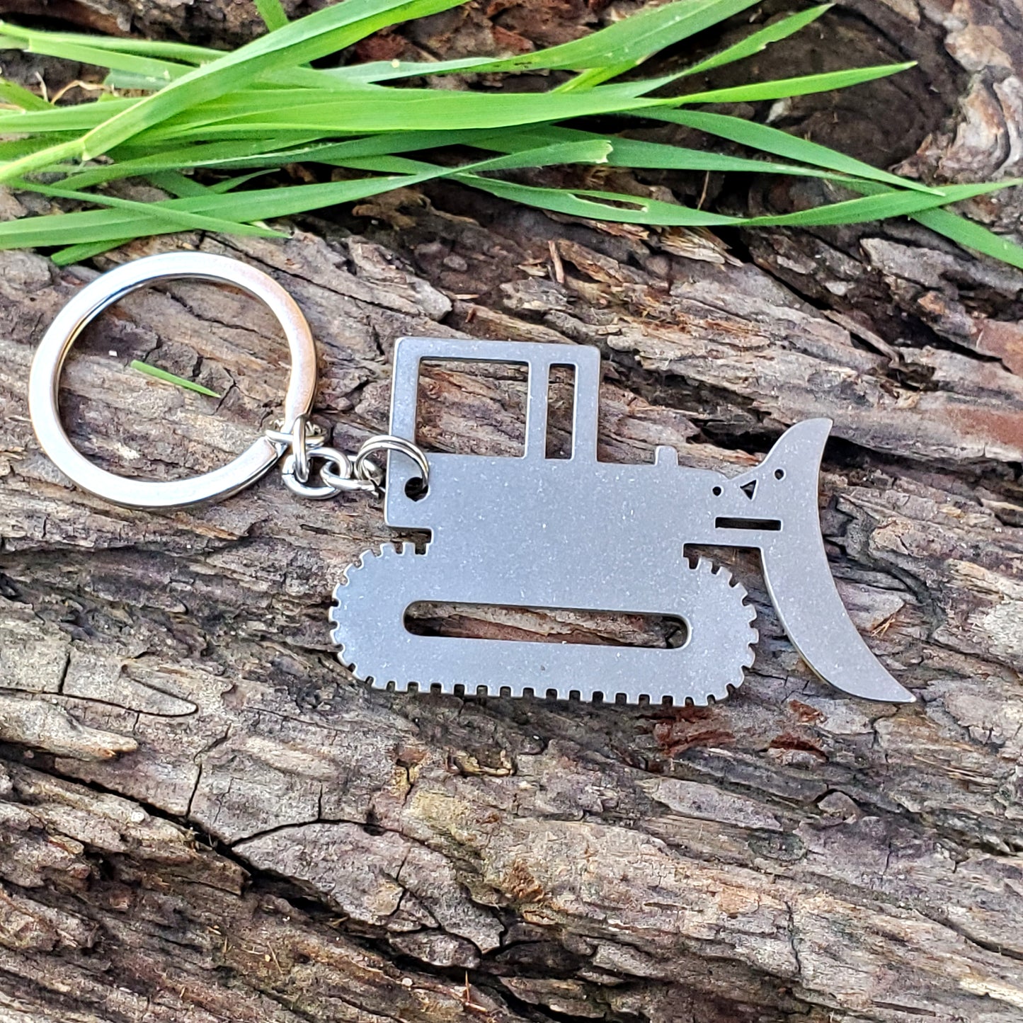 Rugged Dozer Stainless Steel Keychain