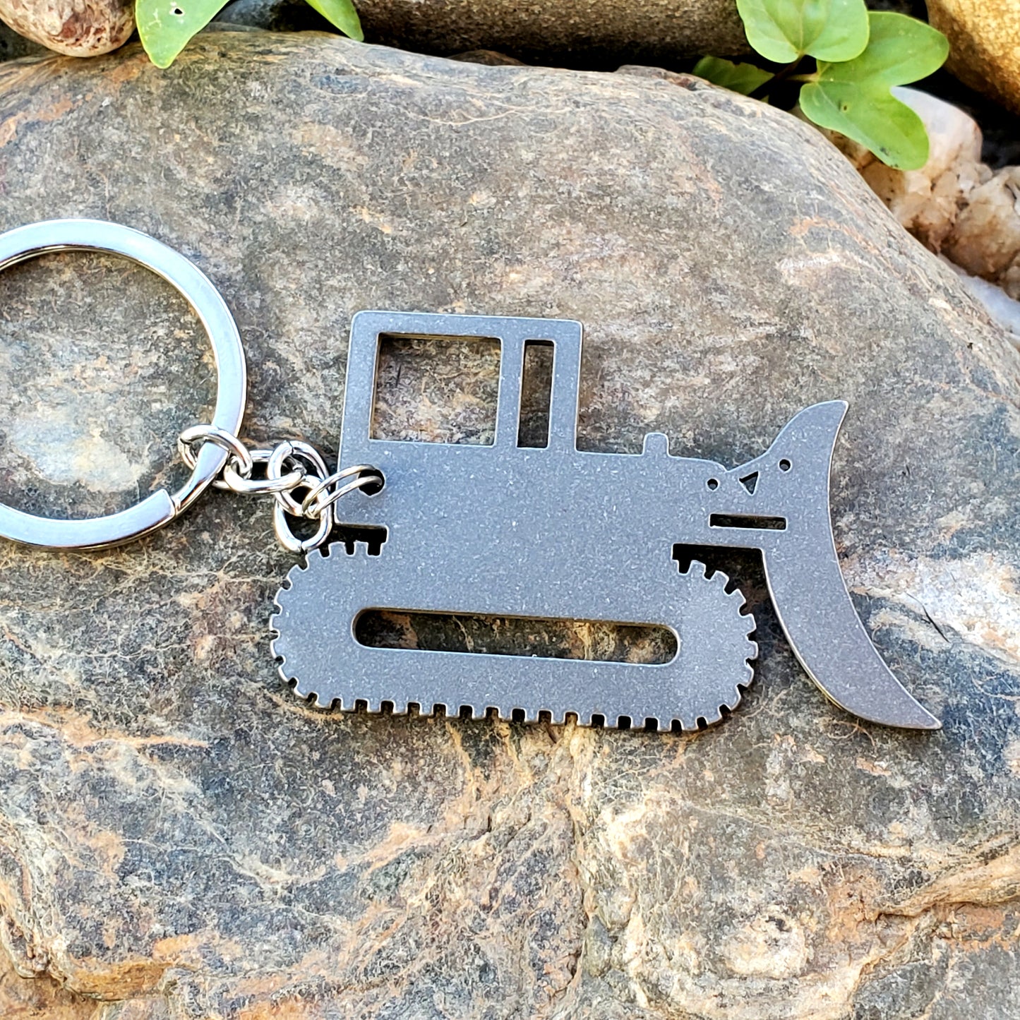 Rugged Dozer Stainless Steel Keychain