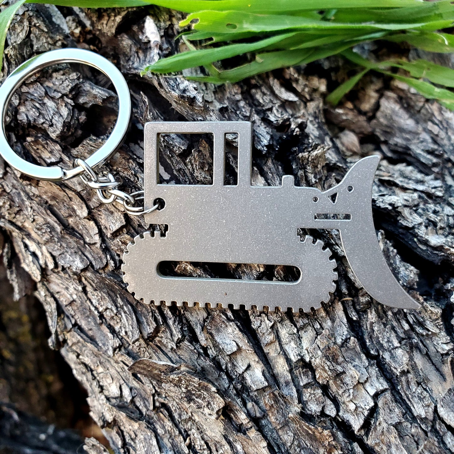 Rugged Dozer Stainless Steel Keychain
