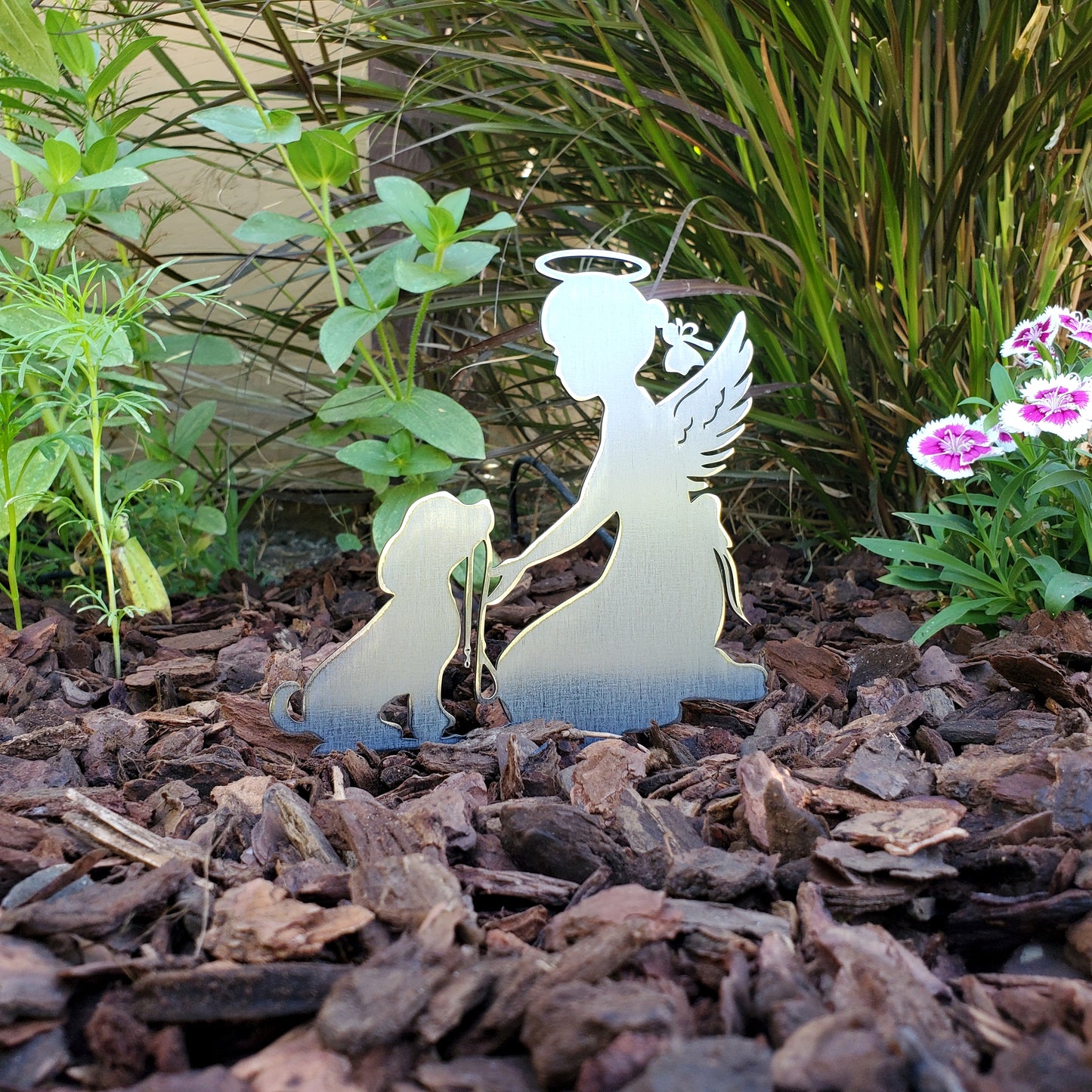 Metal grave marker for pet dog