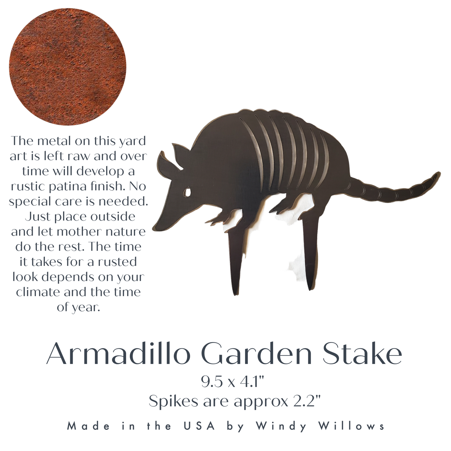 Metal Armadillo Yard Stake