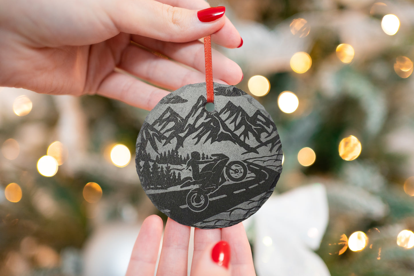 Personalized Girl Street Bike Motorcycle Christmas Ornament | 3" Harley Ornament | Custom Gift Biker Chick Motorcycle Lover