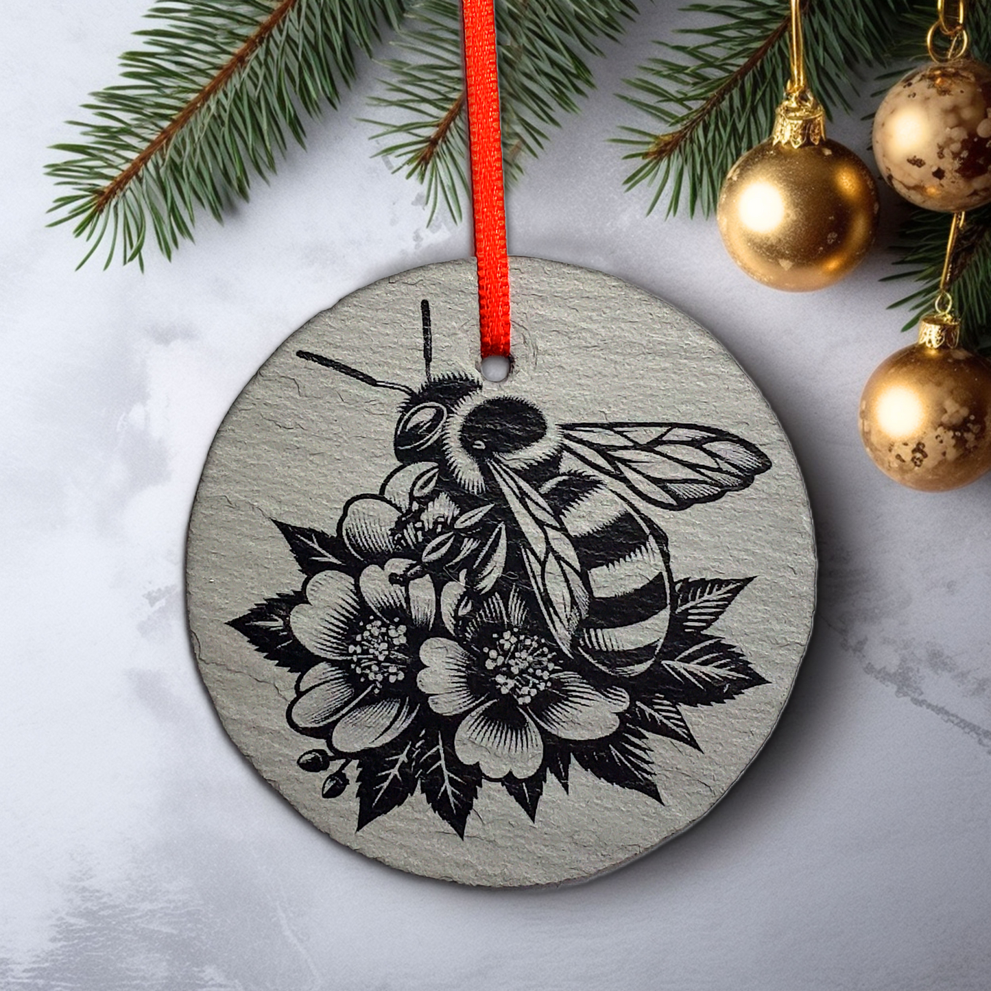Honey Bee Ornament | 3" Beekeeper Ornament | Personalized Apiary Christmas Slate Gift Custom Honeybee Ornament | Apiarists Bee Farmer