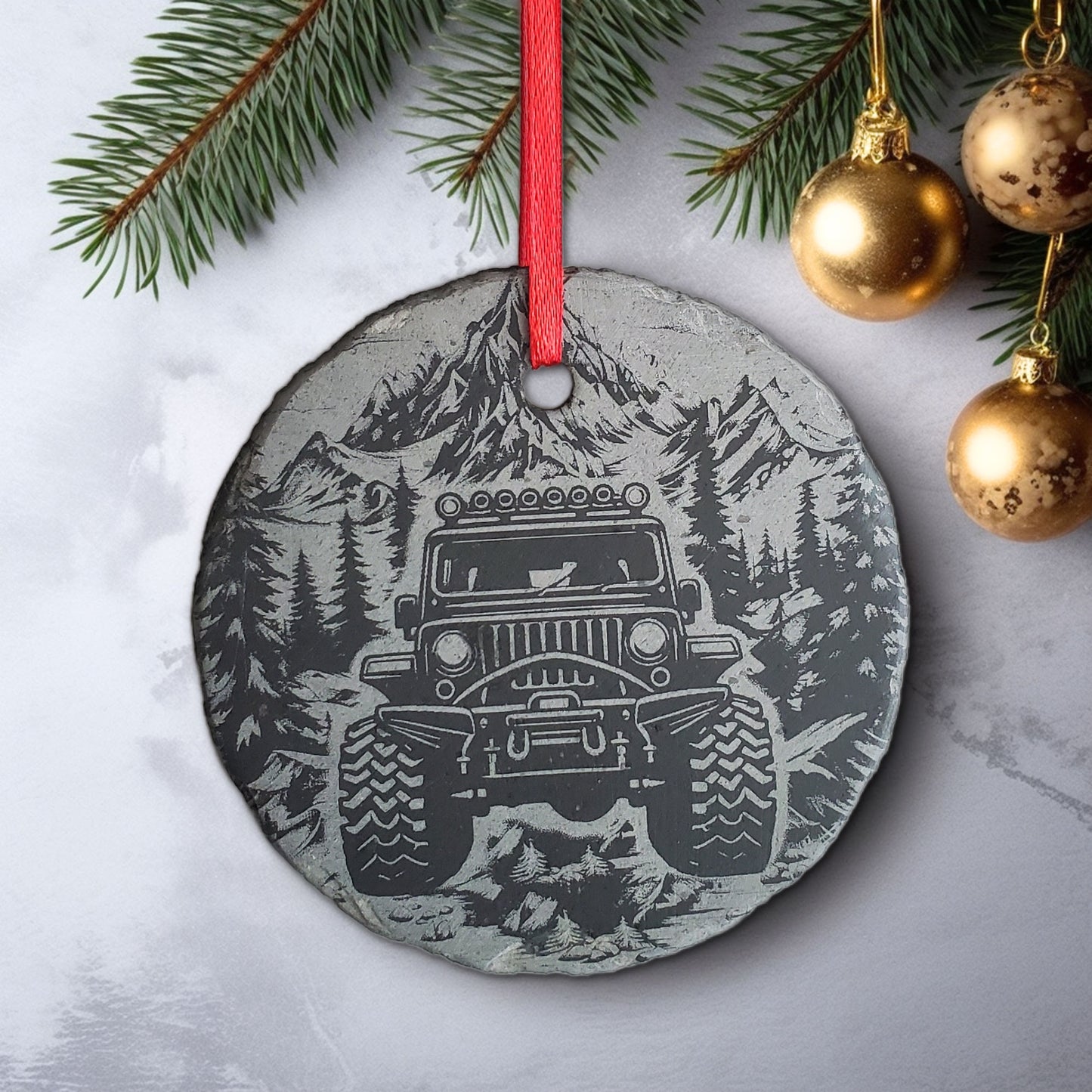 Offroad 4x4 Christmas Ornament | 3" Slate Rubicon Trail Adventure Ornaments