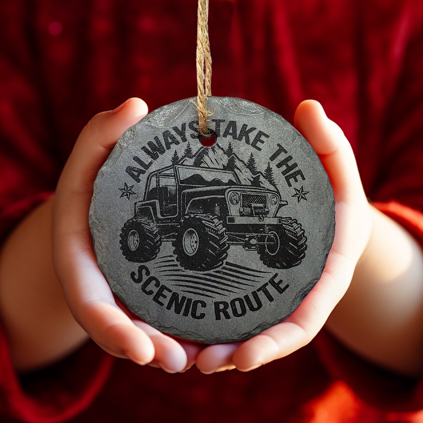 Offroad 4x4 Ornament | 3" Rubicon Jeep Trail Adventure Ornament | Personalized Rustic Christmas Slate Ornament | 4-Wheeling Moab off-roading