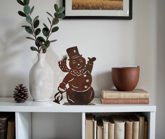 Metal Snowman Stackable Rusted Metal Snowman