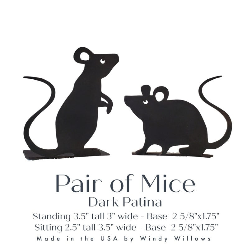 Rustic Metal Mice Statue
