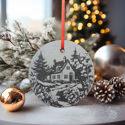 Homestead Ornament | 3" Homesteading Farm Ornament | Personalized Rustic Christmas Slate Decoration | Custom Cottagcore Ornaments
